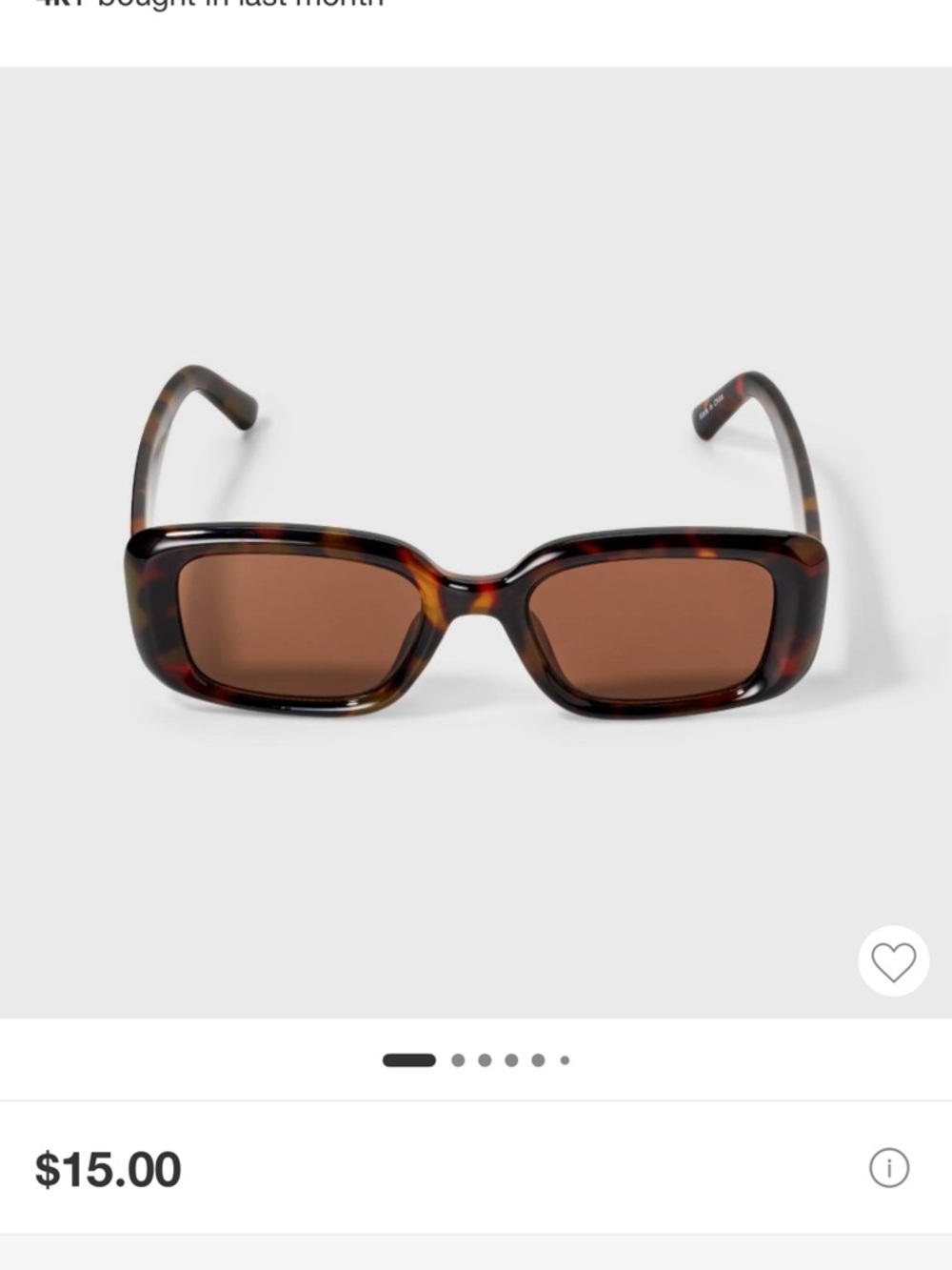 Tortoiseshell Rectangular Sunglasses - Dark Brown Lenses NWOT